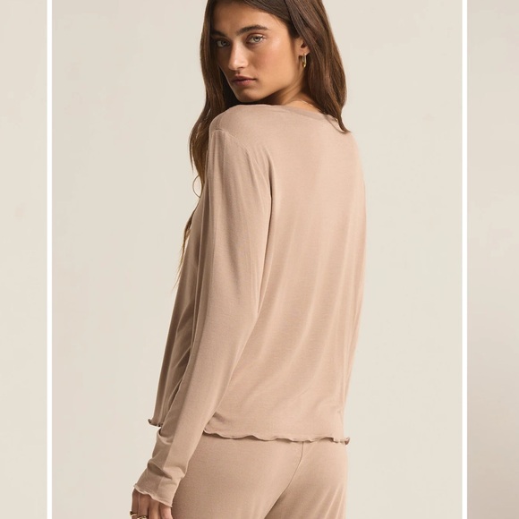 Z SUPPLY: HOMETOWN LONG SLEEVE TOP - LATTE - Picture 3 of 12